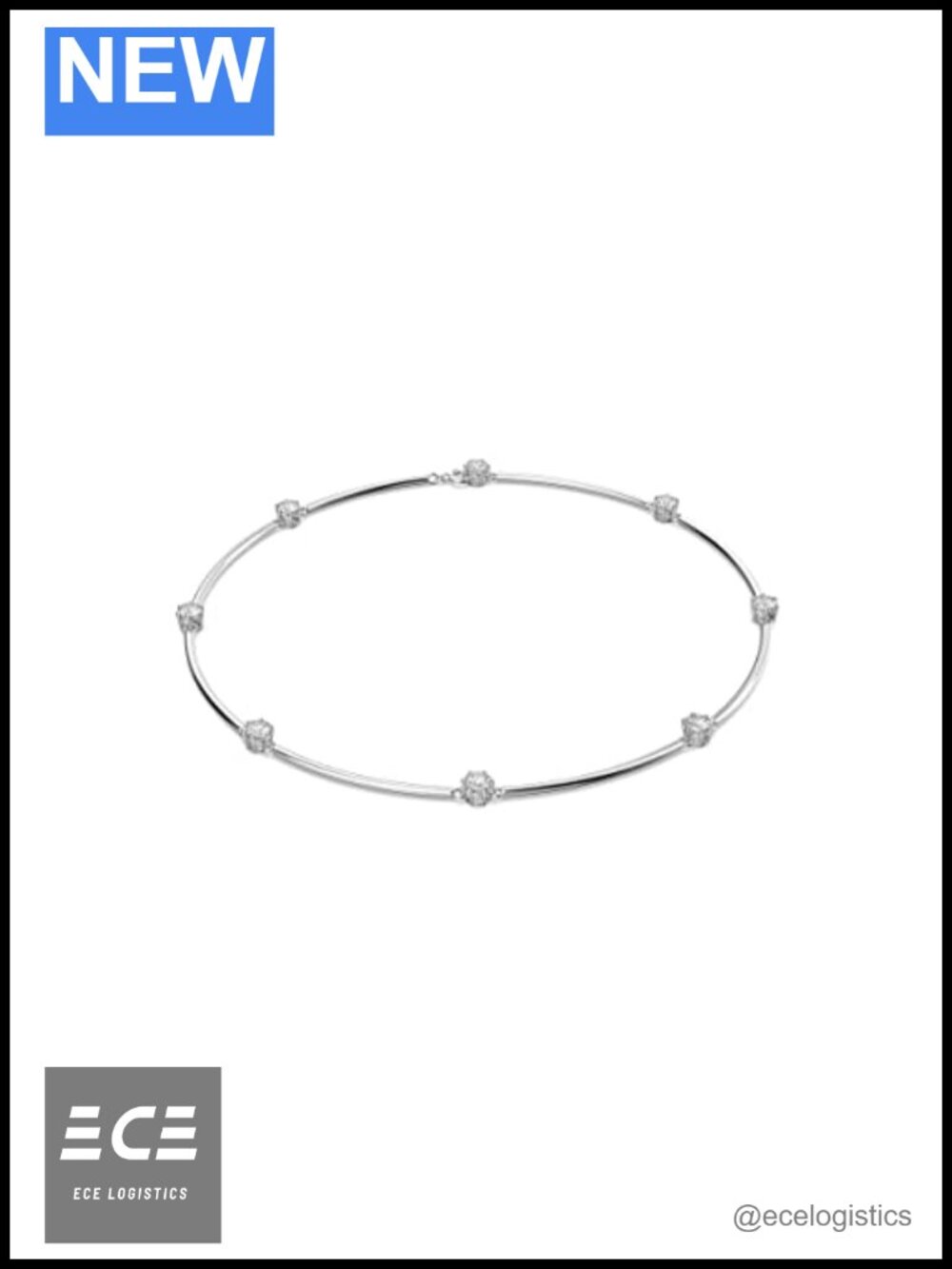 Swarovski Constella Crystal Tennis Necklace Rhodium Finish Adjustable